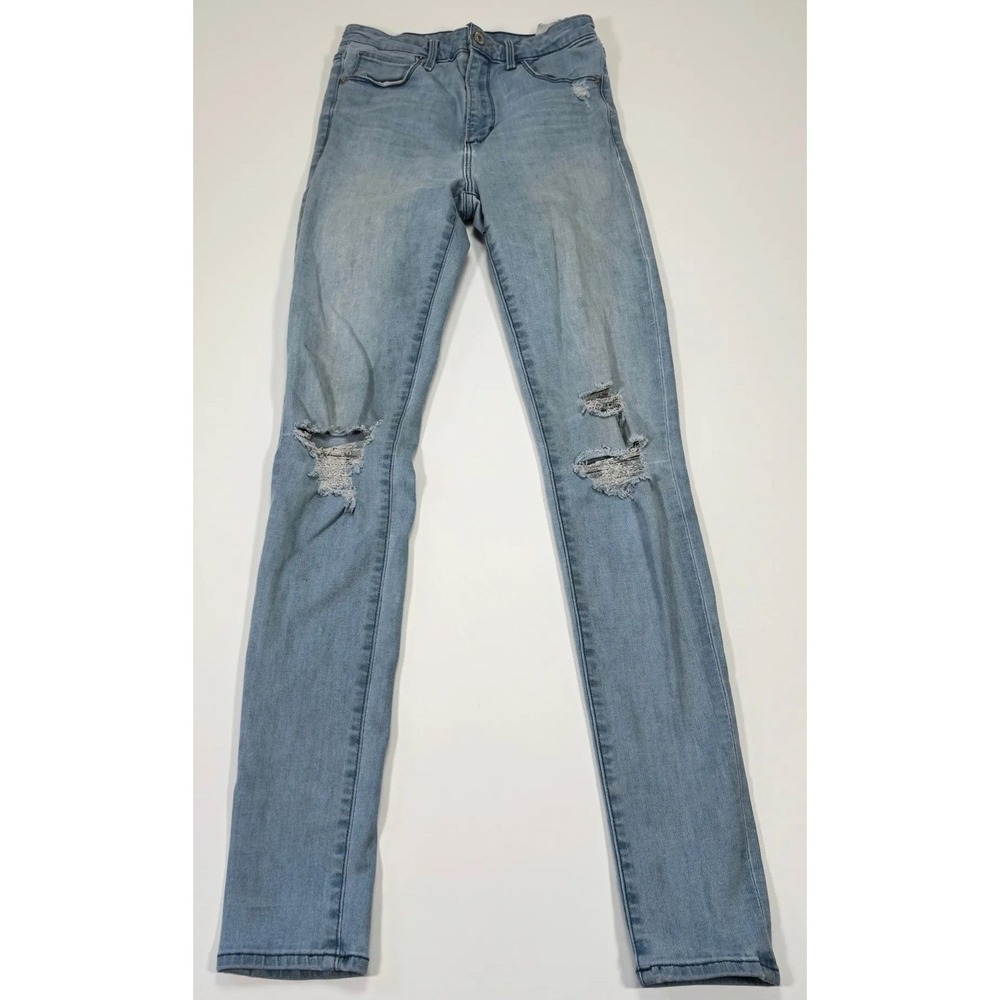 Abercrombie Simone High Rise Super Skinny Jeans Womens 26L 24x31 Ripped Denim